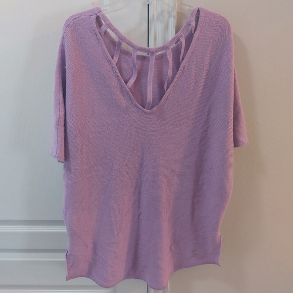 Allen B. By Allen Schwartz Women's Lavender Sweater Short Sleeve Size Medium - Picture 4 of 12